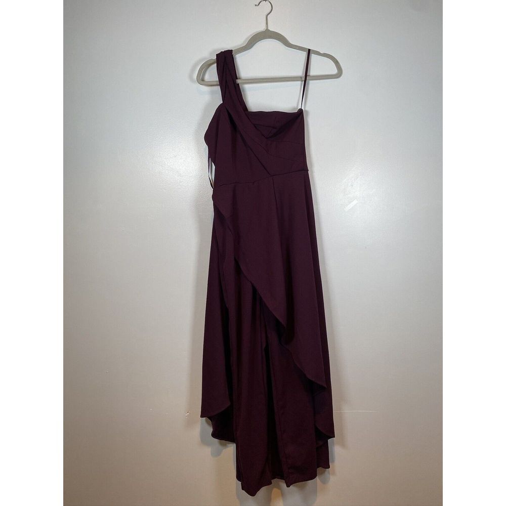 Venus Purple Eggplant Jumpsuit with Wrap Skirt Elegant Sz 2 Wedding
